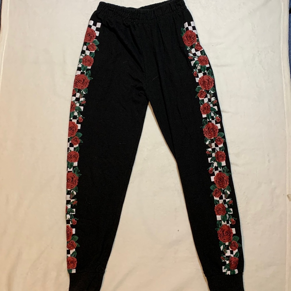 rose print sweatpants